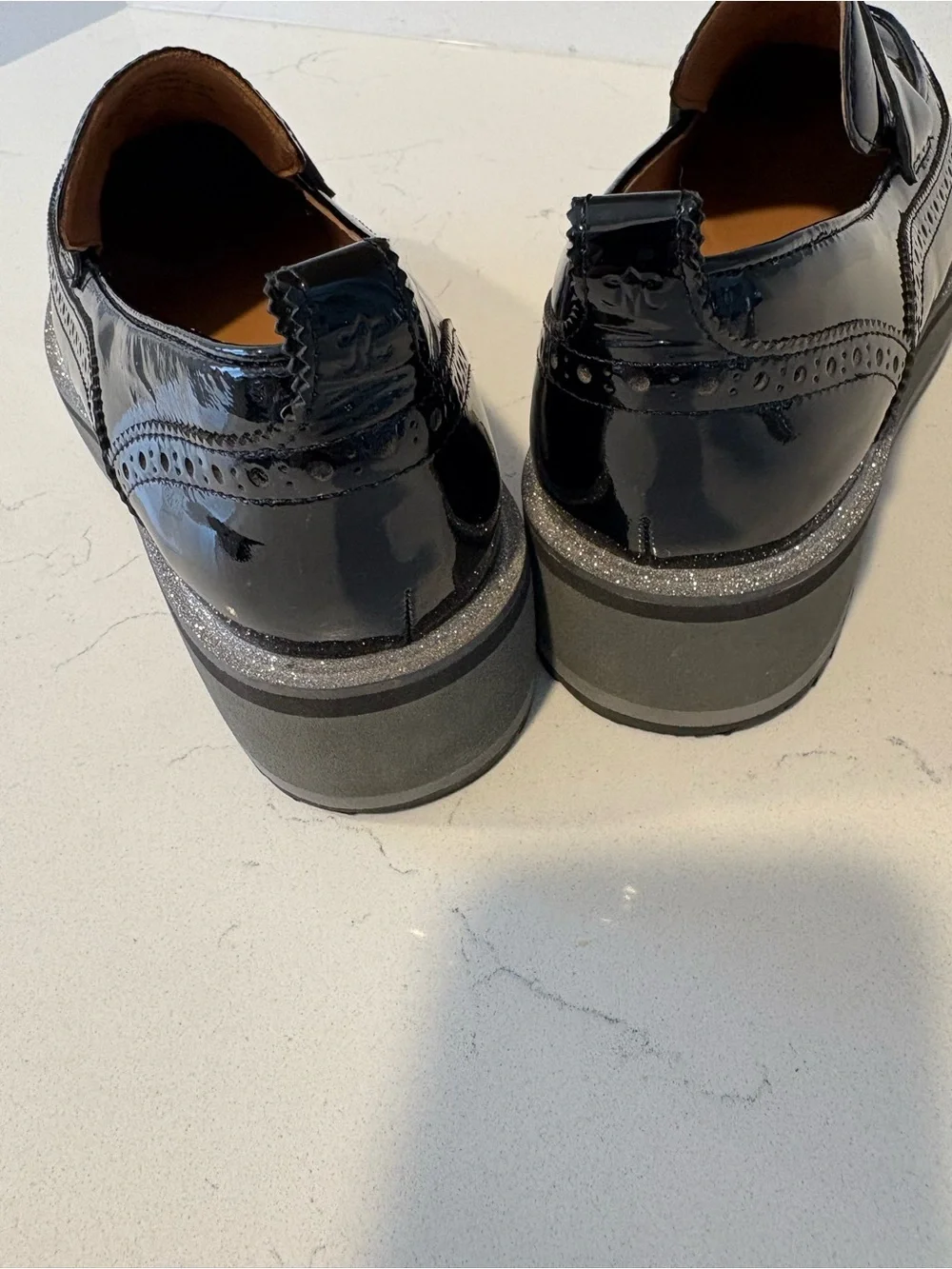 Black Patent Leather Platform Johnston & Murphy Loafers